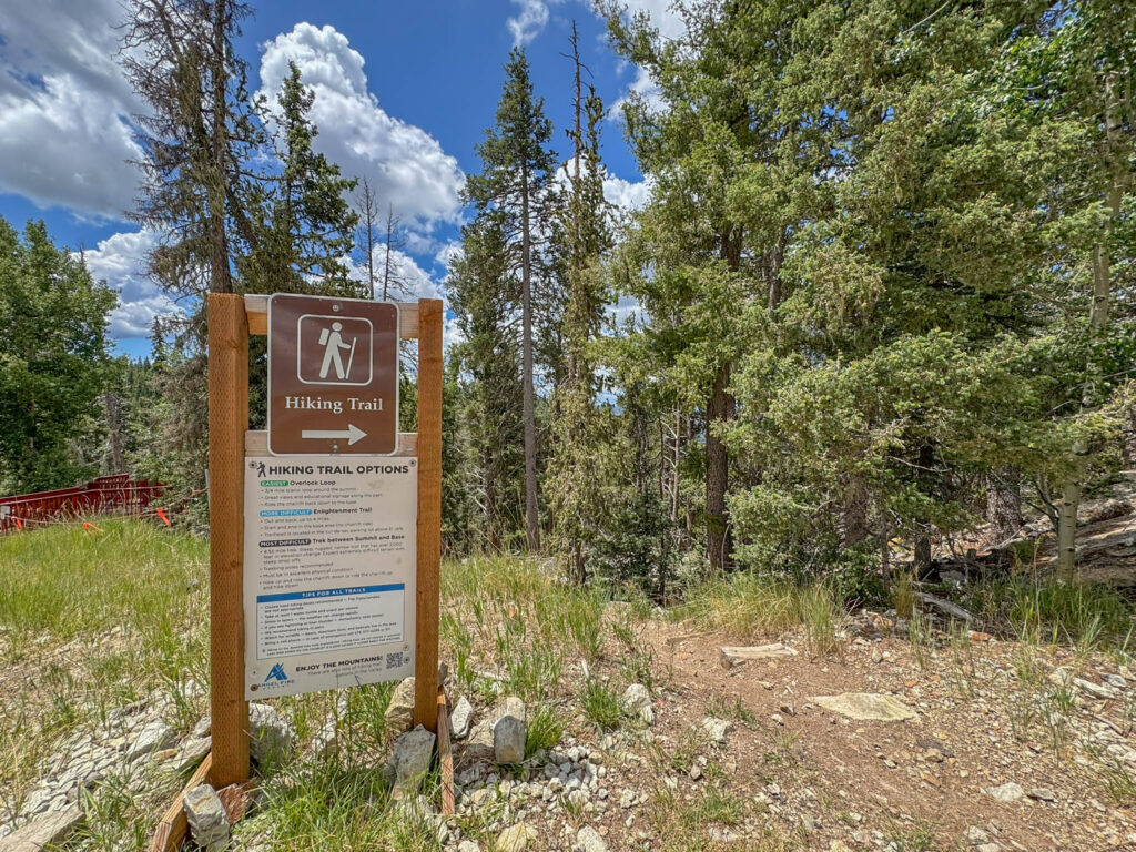 A few of the hiking trail options at the summit of Angel Fire Resort.