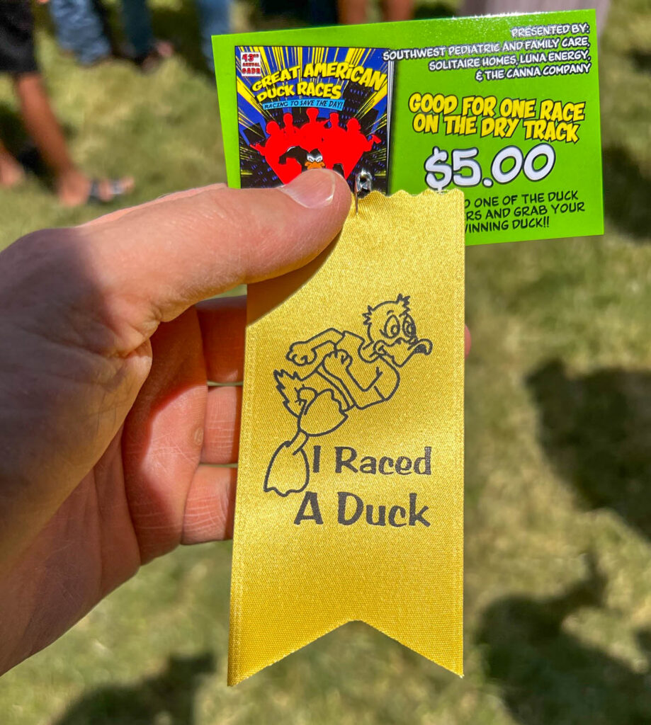 I didn't win. Heck, my duck barely crossed the finish line, but I still received a ribbon for my efforts.