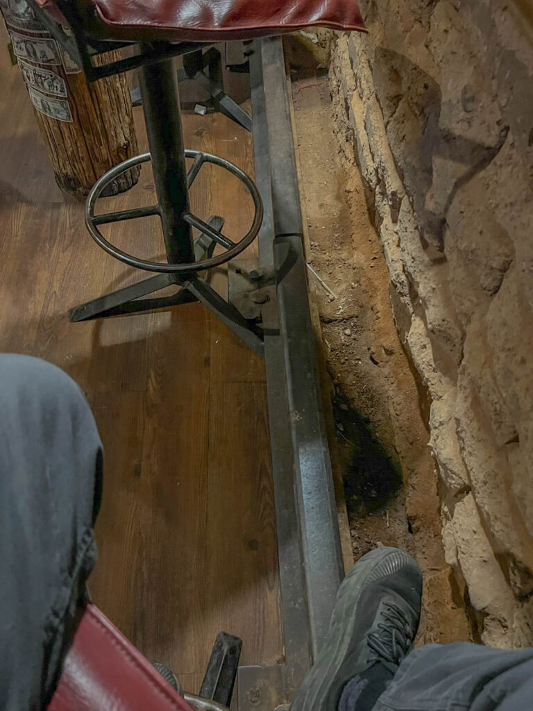 The footrest at the Adobe Deli bar is an old railroad rail, complete with its own strip of dirt underneath.